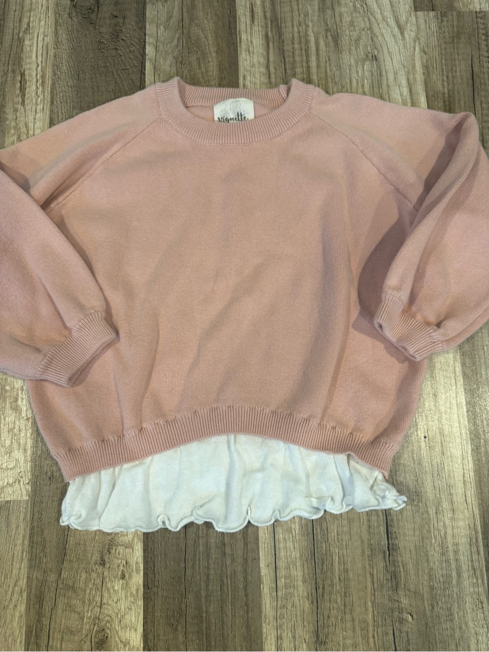 Girls Pink Layered-Hem Sweater